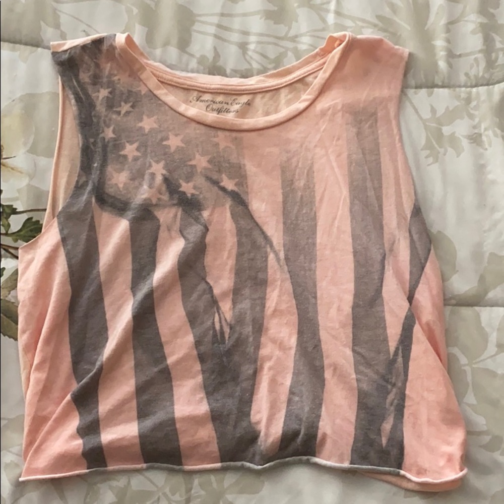 American Eagle crop muscle top American flag print